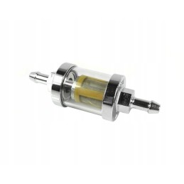 Fuel filter, chrome metal, 6mm, large, unscrewable