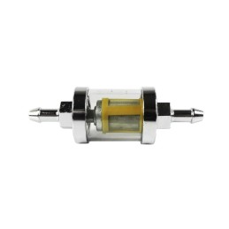 Fuel filter, chrome metal, 6mm, large, unscrewable
