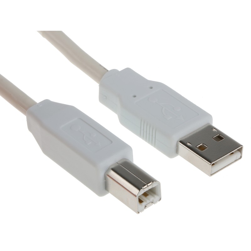 1 pcs - TE Connectivity USB 2.0 Cable, Male USB A to Male USB B Cable, 1.5m
