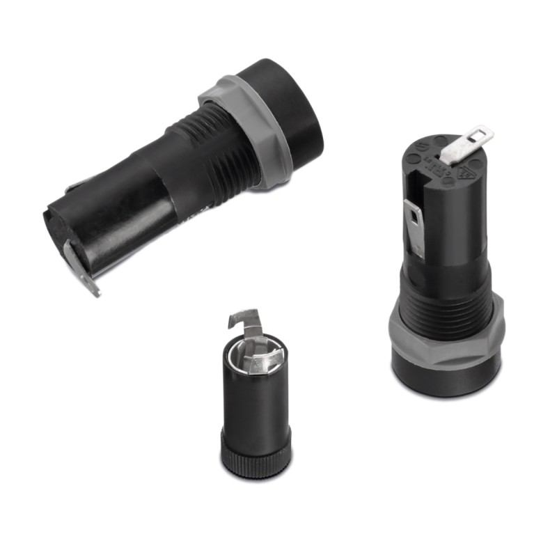 5 pcs - Wurth Elektronik 10A Panel Mount Fuse Holder for 5 x 20mm Fuse, 1P, 250V ac