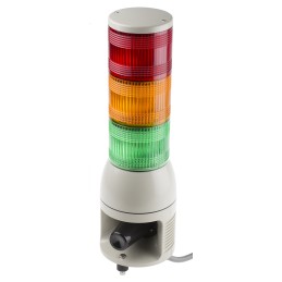 1 pcs - Schneider Electric Harmony XVC1 Series Red/Green/Amber Siren Signal Tower, 3 Lights, 24 V dc, Surface Mount