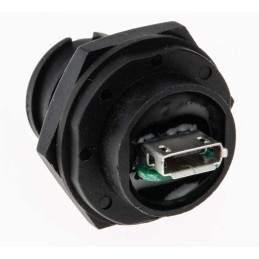 1 pcs - RS PRO Straight, Panel Mount, Socket to Socket Type Micro AB to Micro AB IP67 USB Connector