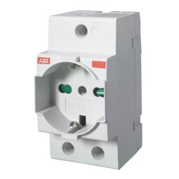 1 pcs - ABB Grey 1 Gang Plug Socket, 16A, Type L - Italian, Indoor Use