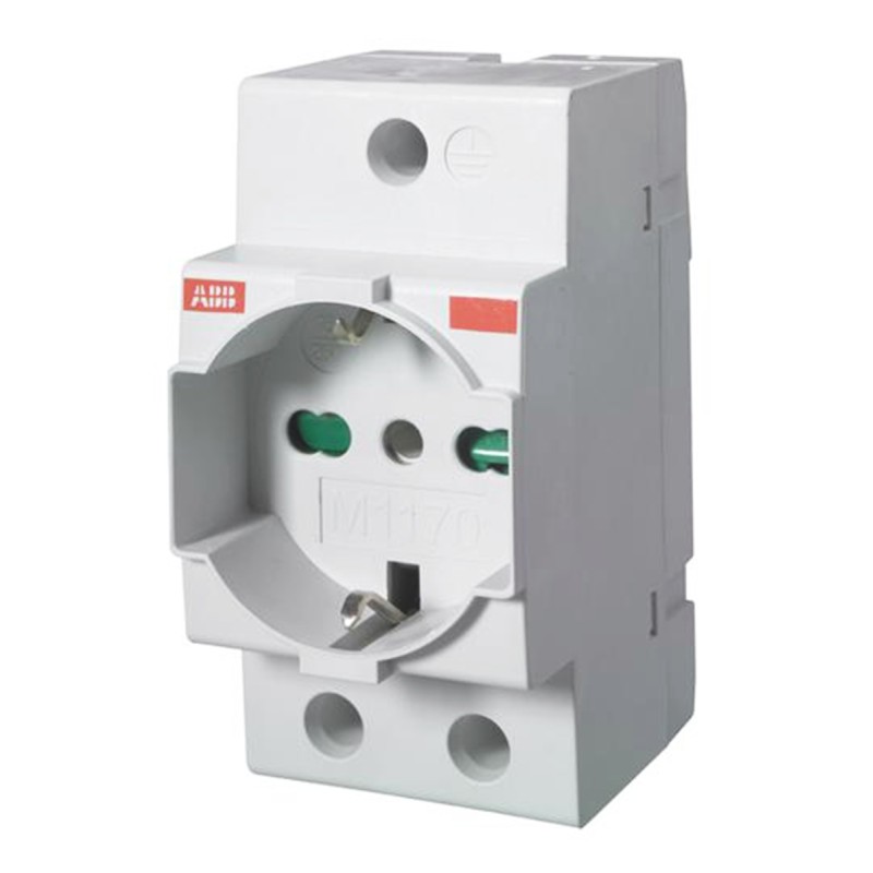 1 pcs - ABB Grey 1 Gang Plug Socket, 16A, Type L - Italian, Indoor Use