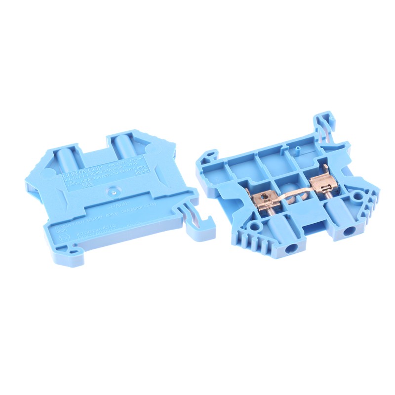 10 pcs - RS PRO Blue Feed Through Terminal Block, 2.5mm², Single-Level, Screw Termination