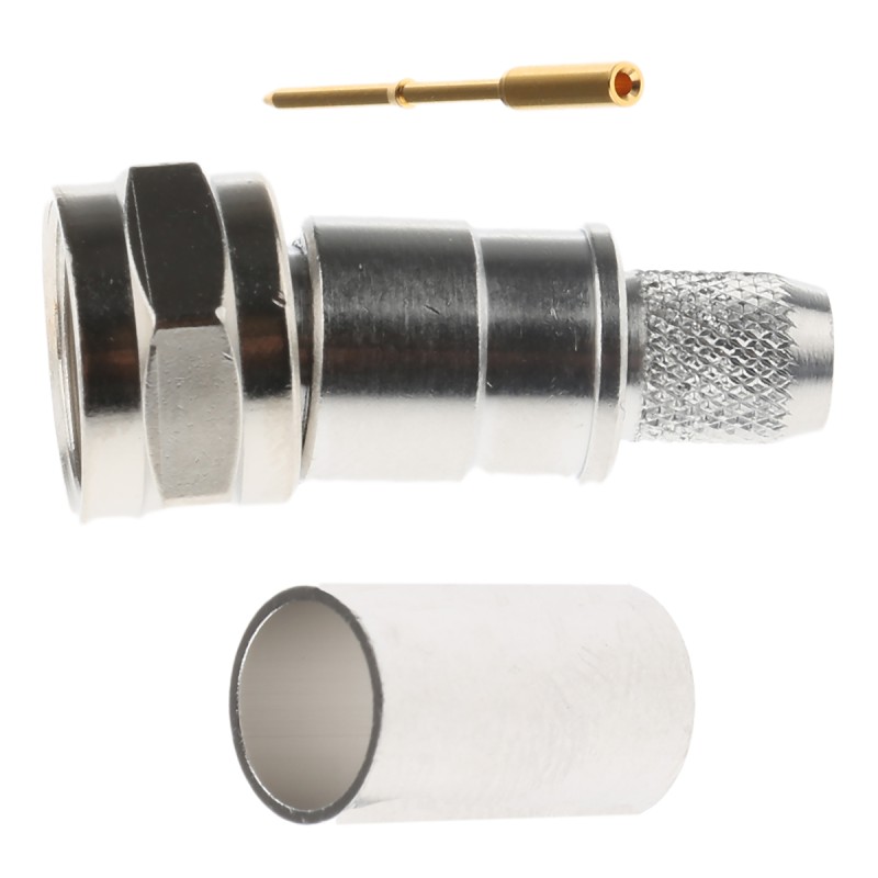 1 pcs - Telegartner, Plug Cable Mount F Connector, 75Ω, Crimp Termination, Straight Body