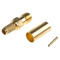 1 pcs - Telegartner, jack Cable Mount SMA Connector, 50Ω, Crimp Termination, Straight Body
