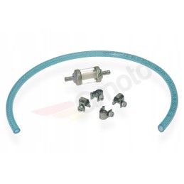 Chrome fuel filter, disassembled, 6mm glass, hose clamps