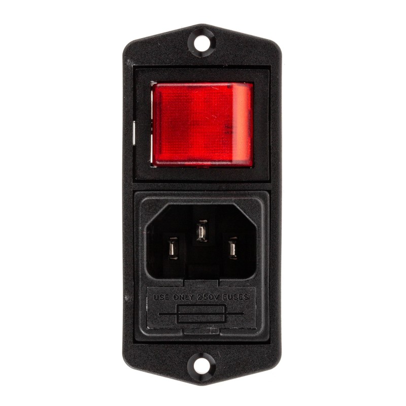 1 pcs - Bulgin C14 Panel Mount IEC Connector Male, 10A, 250 V, Fuse Size 5 x 20mm