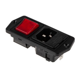 1 pcs - Bulgin C14 Panel Mount IEC Connector Male, 10A, 250 V, Fuse Size 5 x 20mm