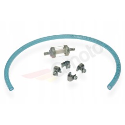 Chrome fuel filter, disassembled, 6mm glass, hose clamps