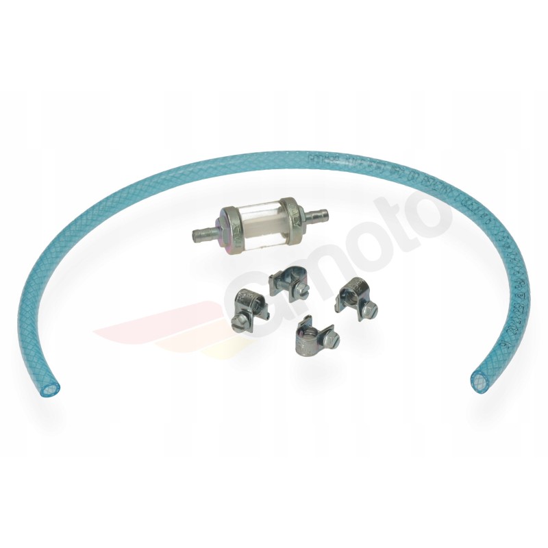 Chrome fuel filter, disassembled, 6mm glass, hose clamps