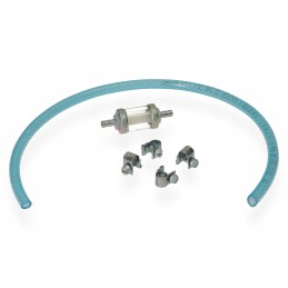 Chrome fuel filter, disassembled, 6mm glass, hose clamps