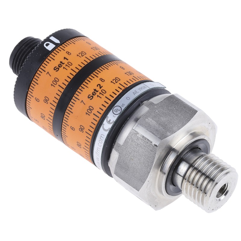 1 pcs - ifm electronic Pressure Switch, 0bar Min, 10bar Max, PNP-2NO Output, Relative Reading