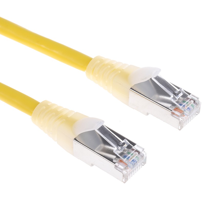 1 pcs - RS PRO Cat5e Male RJ45 to Male RJ45 Ethernet Cable, F/UTP, Yellow PVC Sheath, 0.5m