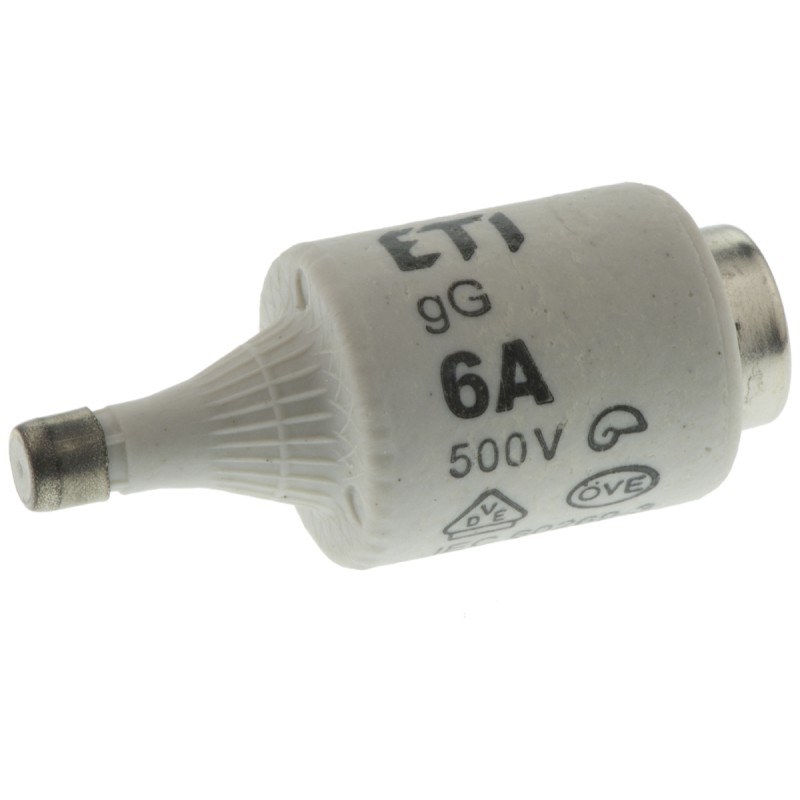 5 pcs - ETI 6A DII Diazed Fuse, E27 Thread Size, gG - gL, 500V ac