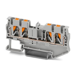 10 pcs - Phoenix Contact PT 2.5-QUATTRO Series Grey Feed Through Terminal Block, 0.14 - 4mm², Single-Level, Push In