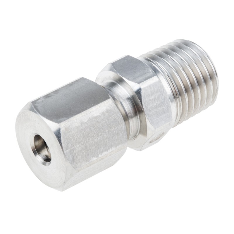 1 pcs - RS PRO In-Line Thermocouple Compression Fitting for Use with Thermocouple, 1/4 NPT, 3/16in Probe, RoHS Compliant