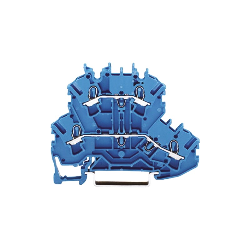 10 pcs - Wago TOPJOB S, 2002 Series Blue Feed Through Terminal Block, 2.5mm², Double-Level, Push-In Cage Clamp Termination,