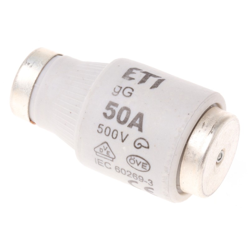5 pcs - ETI 50A DIII Bottle Fuse, E33 Thread Size, gG - gL, 500V ac