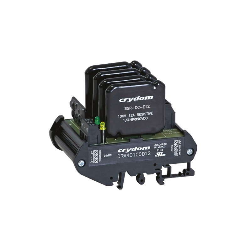 1 pcs - Sensata / Crydom DRA4D Series Solid State Interface Relay, 32 V dc Control, 12 A Load, DIN Rail Mount