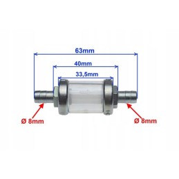 Metal chrome fuel filter 8mm Honda Jawa chopper