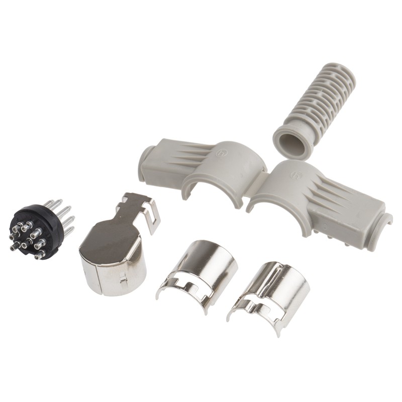 1 pcs - RS PRO 8 Pole Right Angle Din Plug, 4A, 34 V ac/dc IP40, Male, Cable Mount