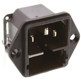 1 pcs - Schurter C14 Right Angle Panel Mount IEC Connector Male, 10A, 250 V, Fuse Size 5 x 20mm