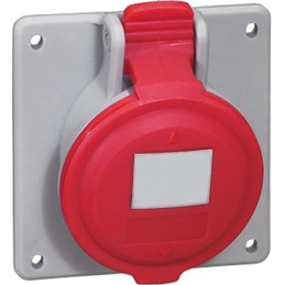 1 pcs - Legrand, P17 Tempra Pro IP44 Red Panel Mount 3P + E Industrial Power Socket, Rated At 32A, 415 V