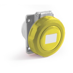 1 pcs - RS PRO IP67 Yellow Panel Mount 2P + E Angled Industrial Power Socket, Rated At 16A, 100 - 130 V