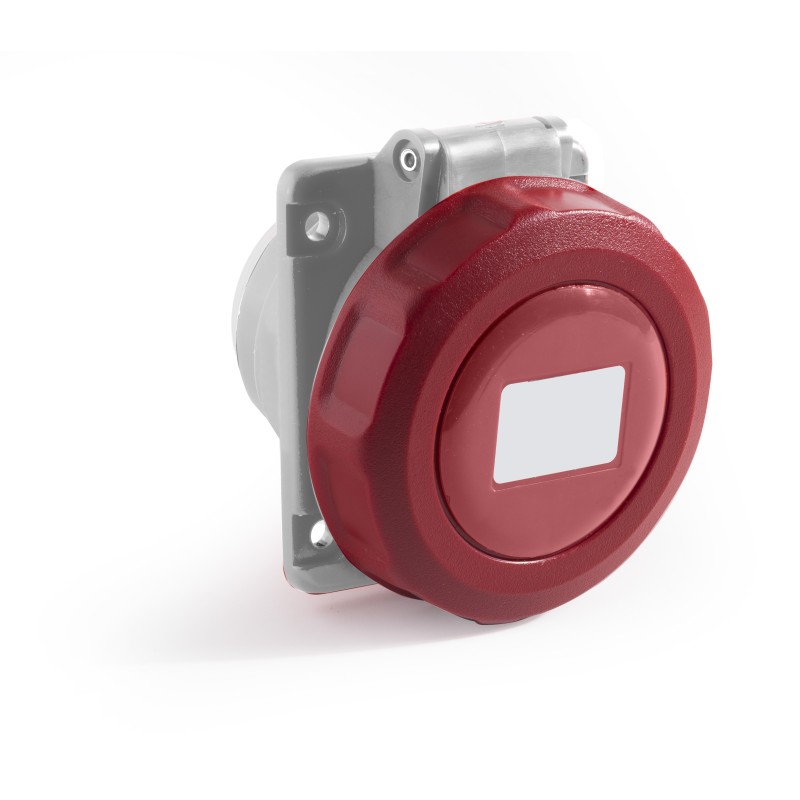 1 pcs - RS PRO IP67 Red Panel Mount 3P + N + E Angled Industrial Power Socket, Rated At 16A, 380 - 415 V