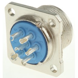 1 pcs - Jaeger 6 Way Panel Mount MIL Spec Circular Connector Receptacle, Pin Contacts, MIL-DTL-5015