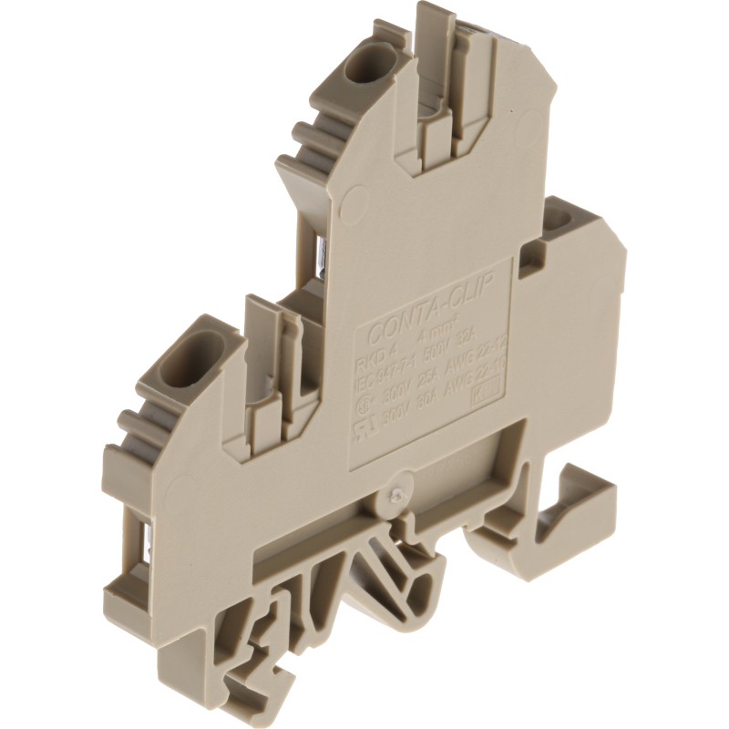 10 pcs - RS PRO Brown Double Level Terminal Block, 0.5 - 4mm², Double-Level, Screw Termination
