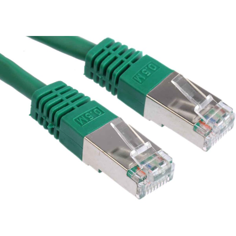 1 pcs - RS PRO Cat6 Male RJ45 to Male RJ45 Ethernet Cable, S/FTP, Green PVC Sheath, 0.5m