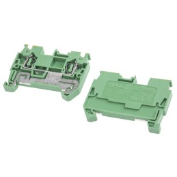 10 pcs - RS PRO Green/Yellow DIN Rail Terminal Block, 2.5mm²
