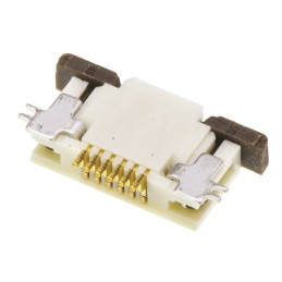 10 pcs - Molex, Easy-On, 52746 0.5mm Pitch 6 Way Right Angle Female FPC Connector, ZIF Bottom Contact