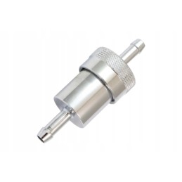 Aluminum fuel filter 6-5 mm, silver, on a hose