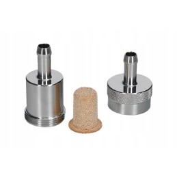 Aluminum fuel filter 8 0 mm silver on a hose