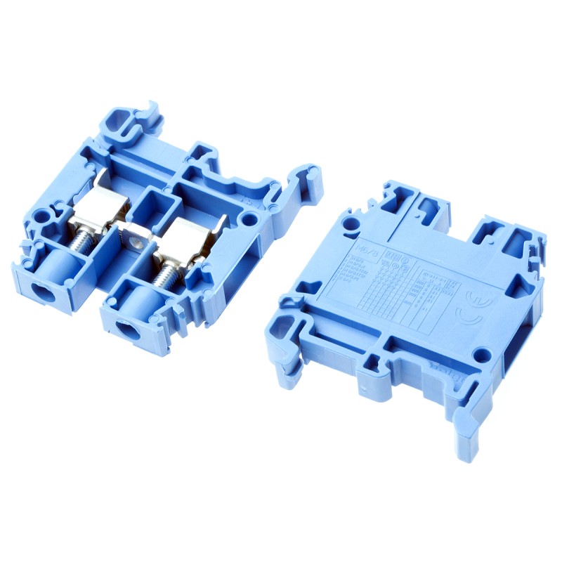 10 pcs - Entrelec SNA Series Blue DIN Rail Terminal Block, 6mm², Single-Level, Screw Termination