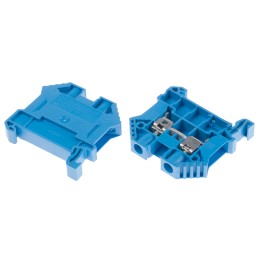 10 pcs - RS PRO Blue DIN Rail Terminal Block, 6mm², Double-Level, Screw Termination