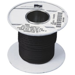 1 Reel of 304 M - Alpha Wire Premium Series Black 1.32 mm² Hook Up Wire, 16 AWG, 26/0.25 mm, 305m, PVC Insulation