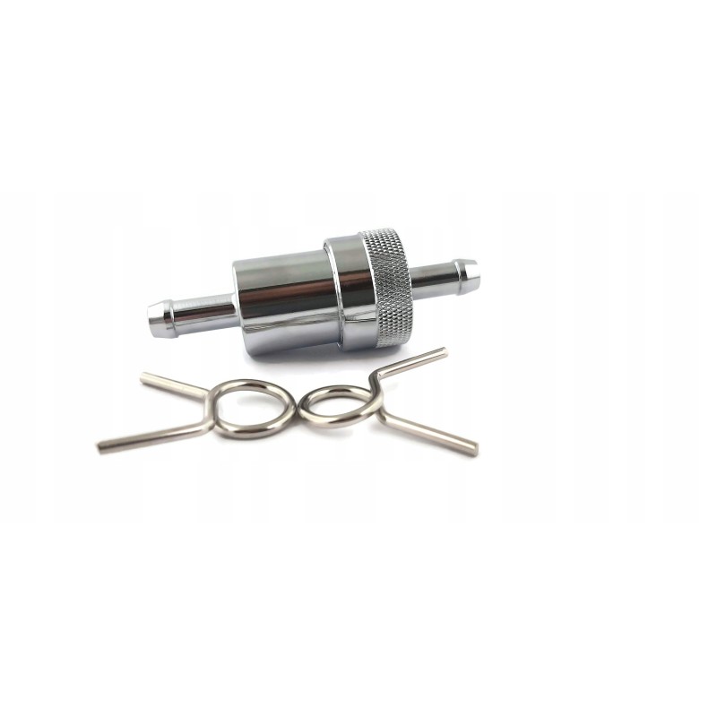 Chrome metal fuel filter 8 mm, disassembled