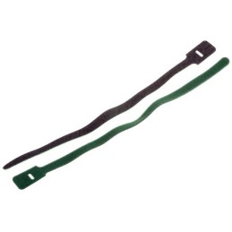 10 pcs - RS PRO Cable Tie, Hook and Loop, 325mm x 25 mm, Green Nylon