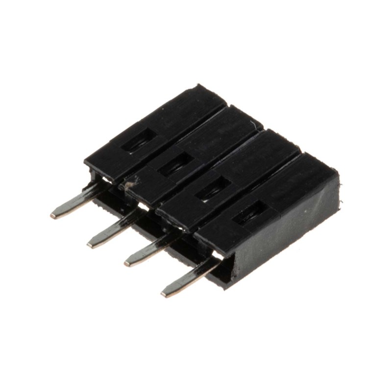 10 pcs - RS PRO Straight Through Hole Mount PCB Socket, 4-Contact, 1-Row, 2.54mm Pitch, Solder Termination