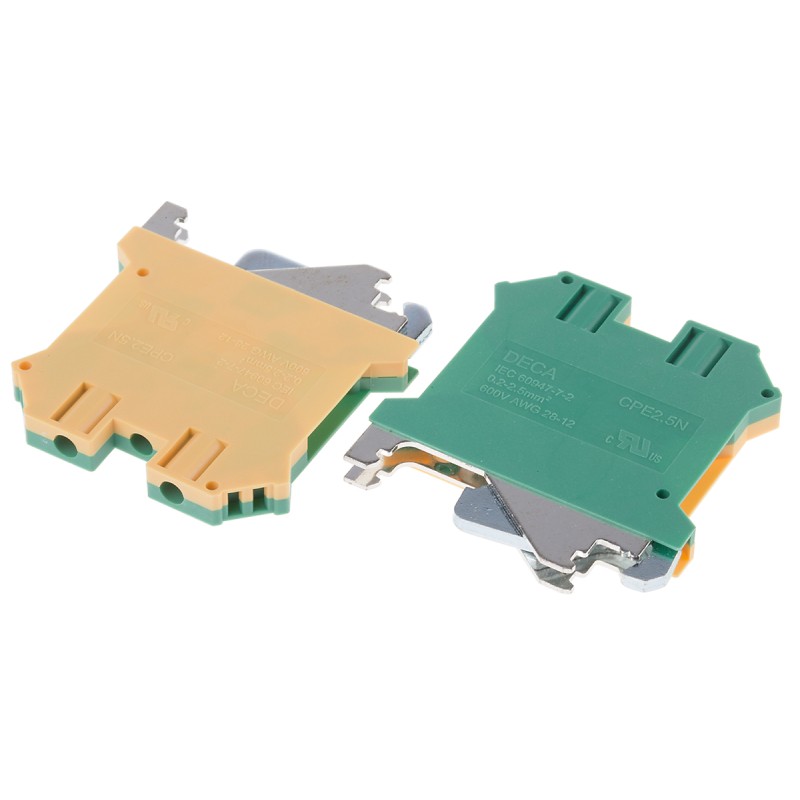 5 pcs - RS PRO 2-Way DIN Rail Earth Block, 0.2 to 2.5mm², 26 - 12 AWG Wire, Screw