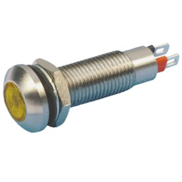 1 pcs - Marl Yellow Panel Mount Indicator, 12V dc, 8.1mm Mounting Hole Size, Solder Tab Termination, IP67