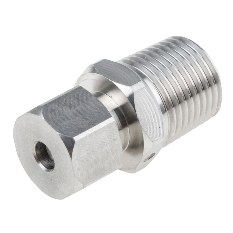 1 pcs - RS PRO In-Line Thermocouple Compression Fitting for Use with Thermocouple, 1/2 NPT, 6mm Probe, RoHS Compliant Standard