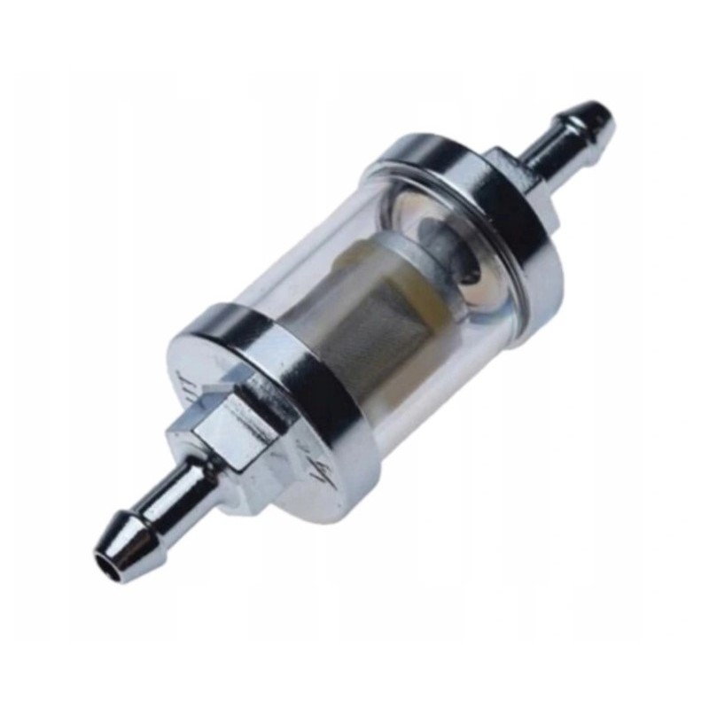 Chrome fuel filter, 6mm, rubber fuel hose, 50 cc