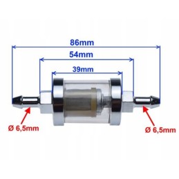 Fuel filter, removable, chrome, metal, large, 6mm