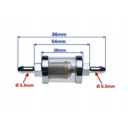 Fuel filter metal chrome 6mm fuel hose 50 ccm